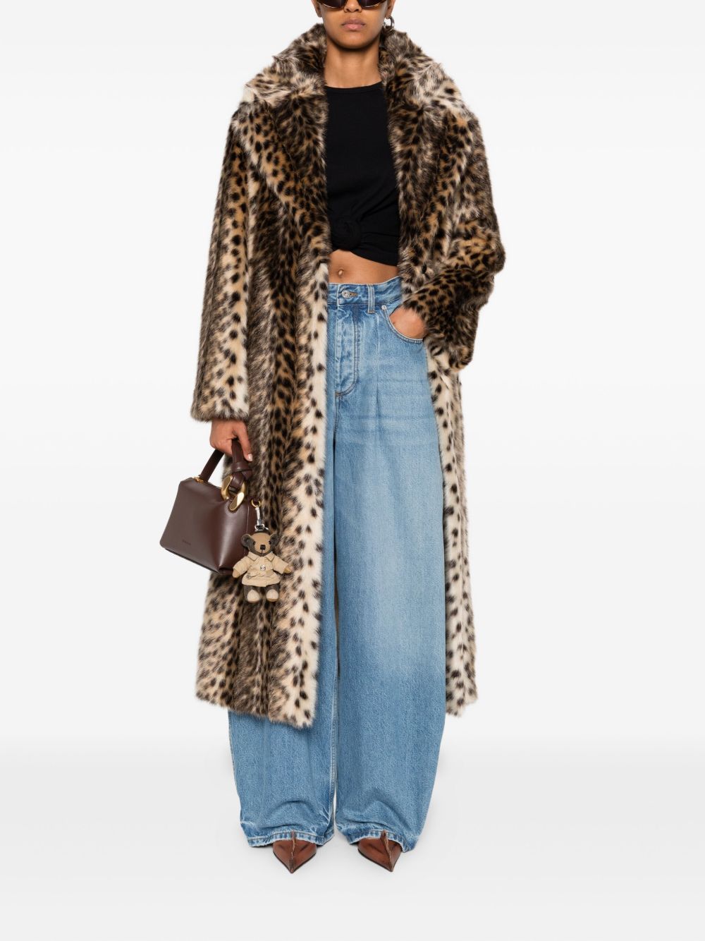 BB COUTURE Coats Brown long leopard ecofur coat