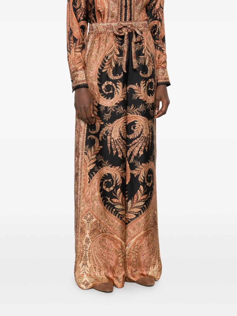 Zimmermann Trousers Black silk with paisley print