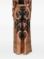 Zimmermann Trousers Black silk with paisley print