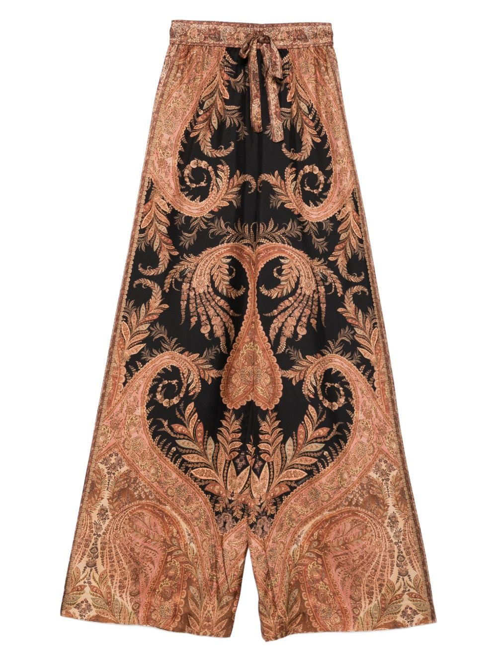 Zimmermann Trousers Black silk with paisley print