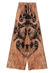 Zimmermann Trousers Black silk with paisley print