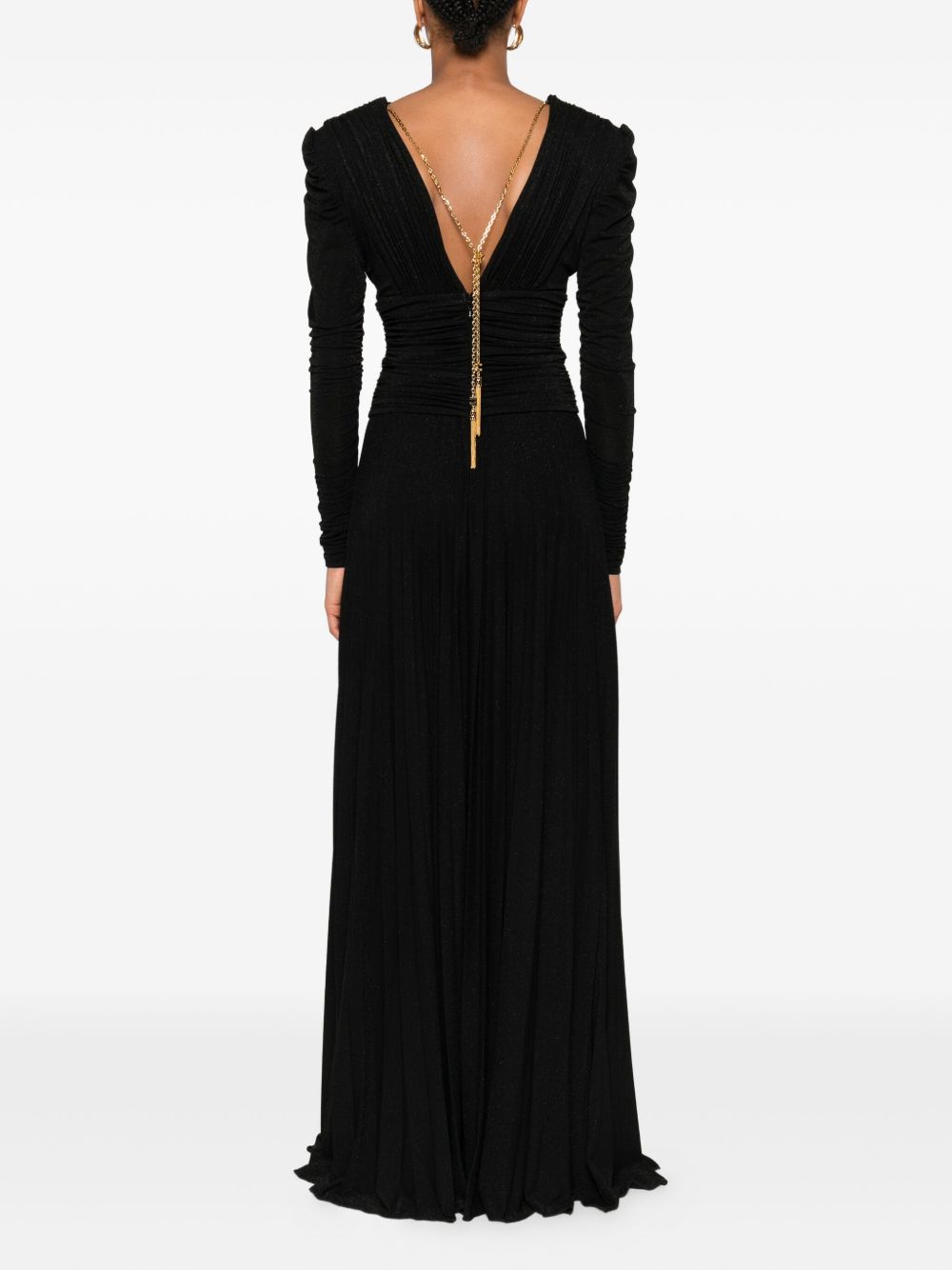 Elisabetta Franchi Black Long Pleated Dress
