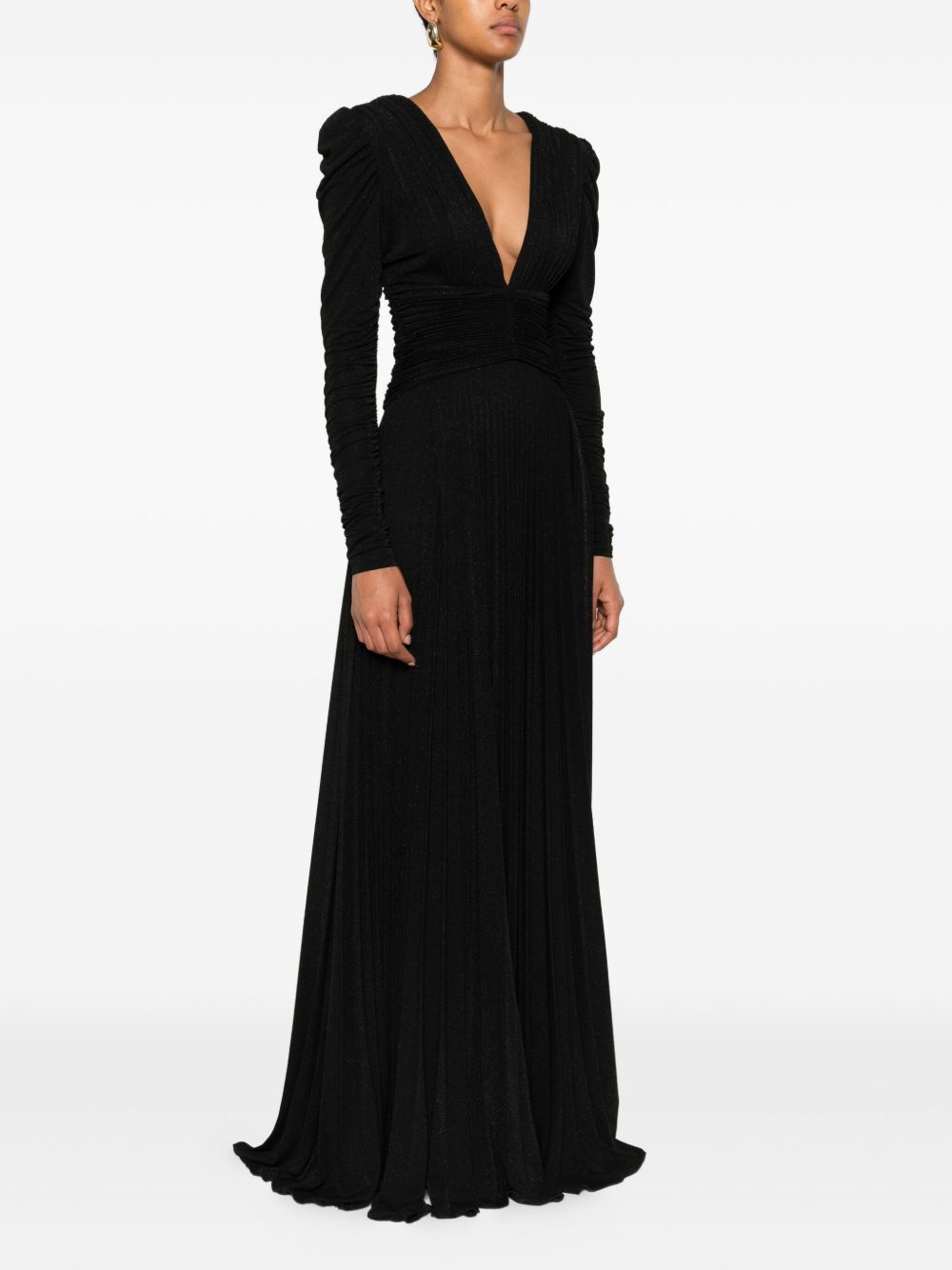 Elisabetta Franchi Black Long Pleated Dress