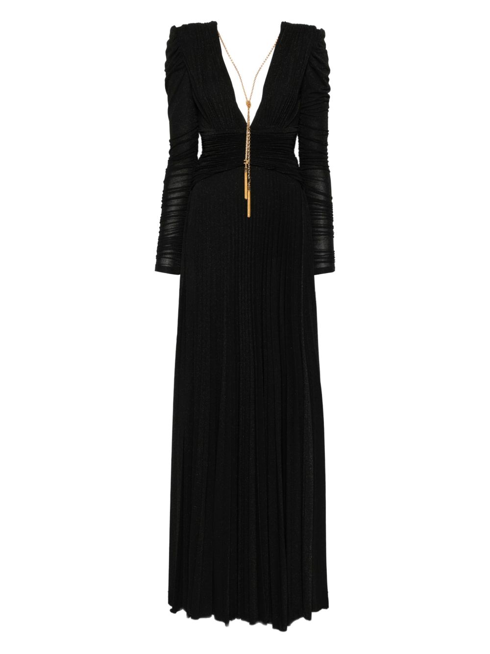 Elisabetta Franchi Black Long Pleated Dress