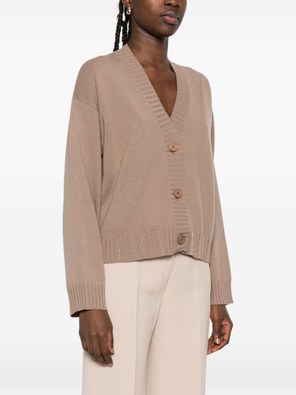 Fabiana Filippi Brown V‑Neck Sweater