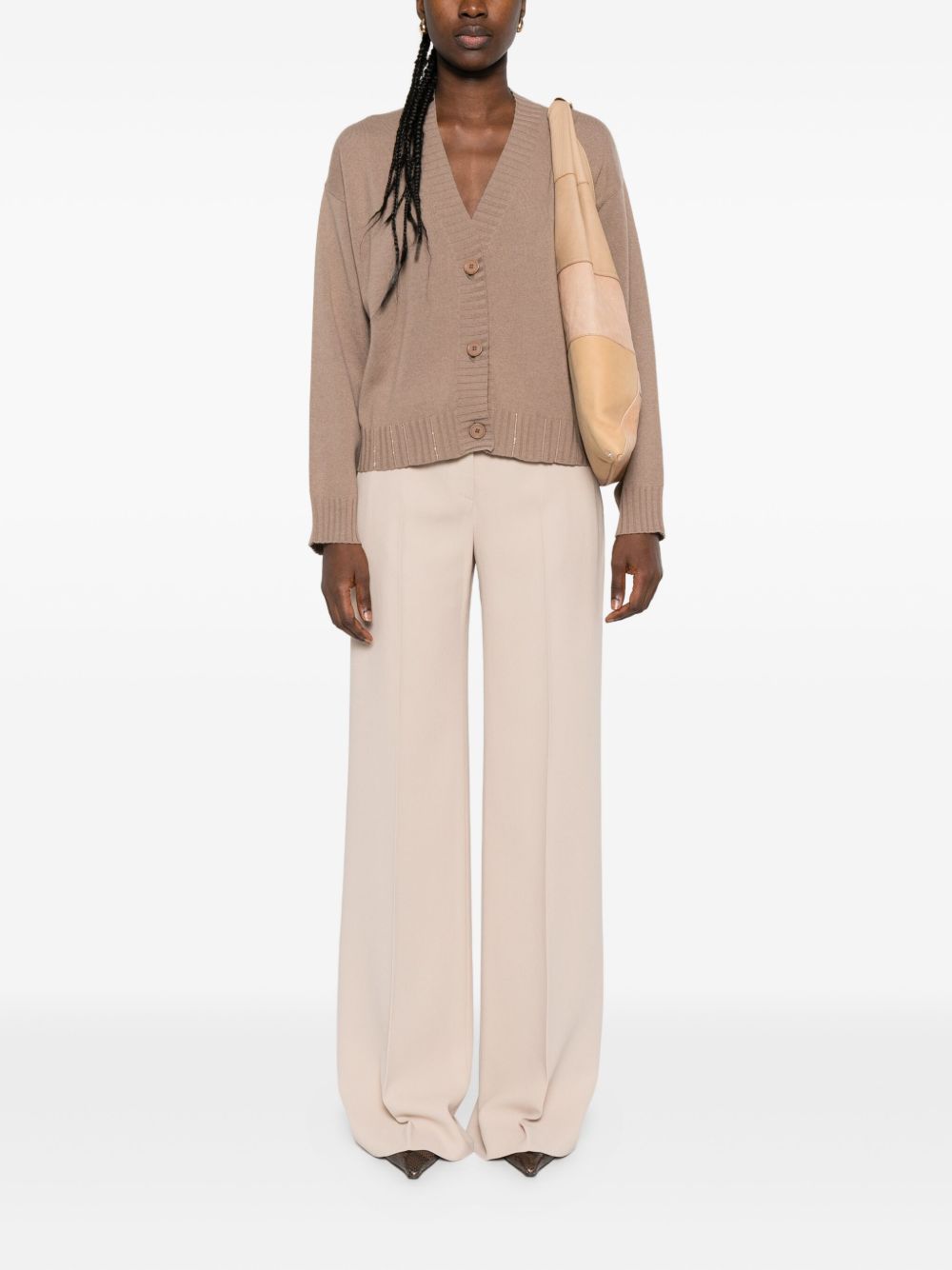 Fabiana Filippi Brown V‑Neck Sweater