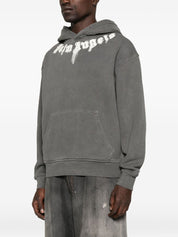 Palm Angels Sweaters Grey cotton hoodie