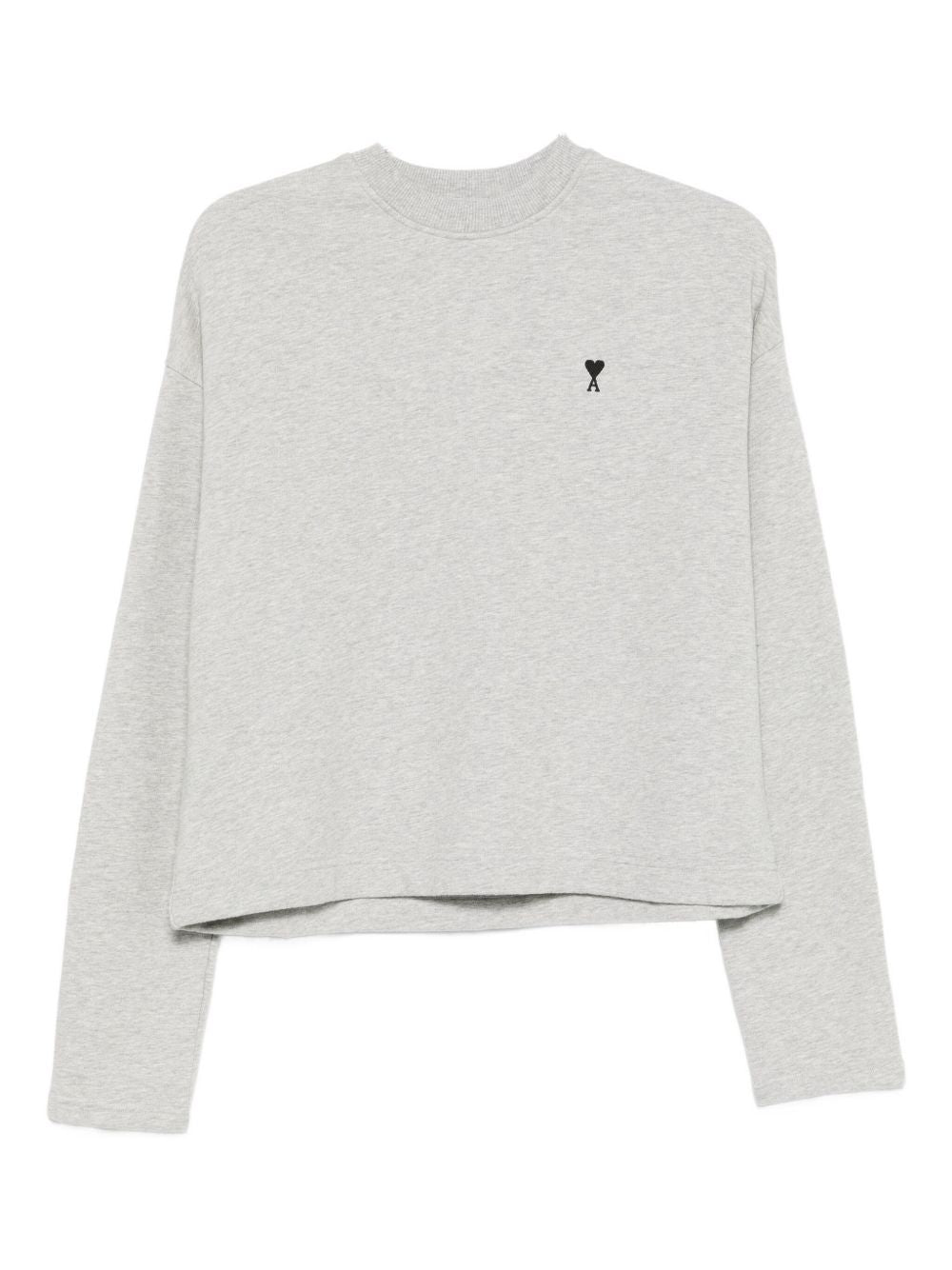 Ami Paris Sweaters Light Grey cotton crewneck