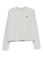 Ami Paris Sweaters Light Grey cotton crewneck