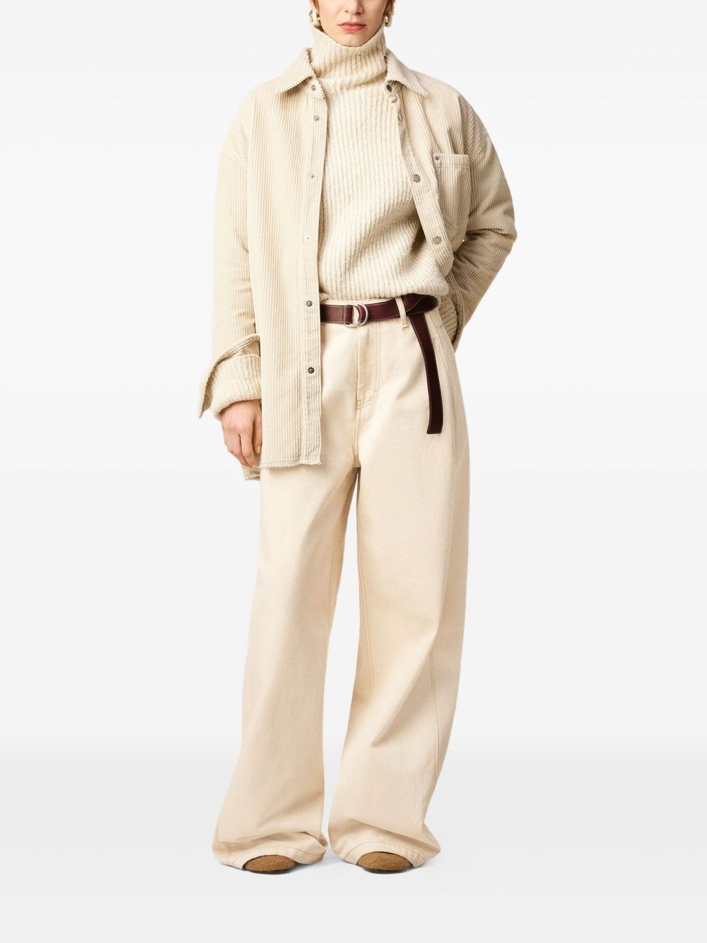 Ami Paris Jeans Denim beige à jambe large