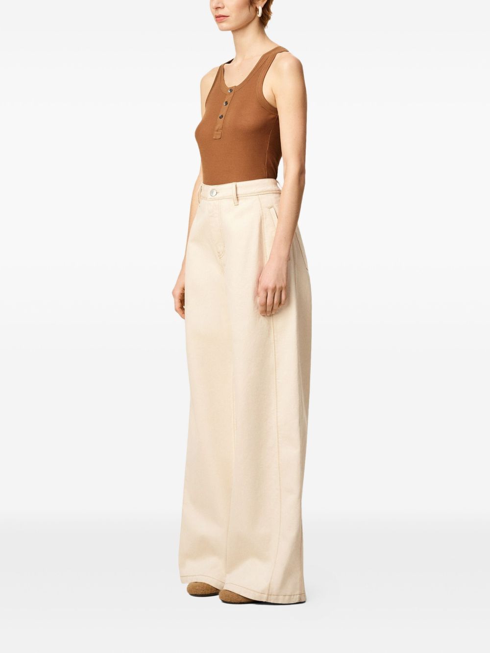 Ami Paris Jeans Denim beige à jambe large