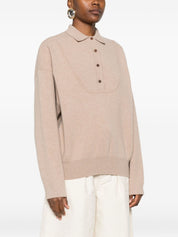 Jacquemus La Maille Vareuse polo shirt in beige wool cashmere