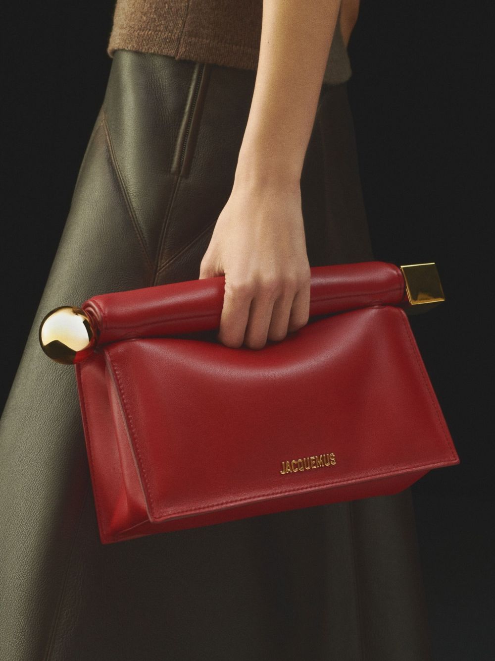 Jacquemus La Pochette Rond Carré clutch in red leather