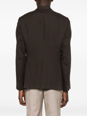 Emporio Armani Jackets Brown linen single-breasted jacket