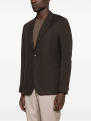 Emporio Armani Jackets Brown linen single-breasted jacket