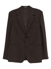 Emporio Armani Jackets Brown linen single-breasted jacket