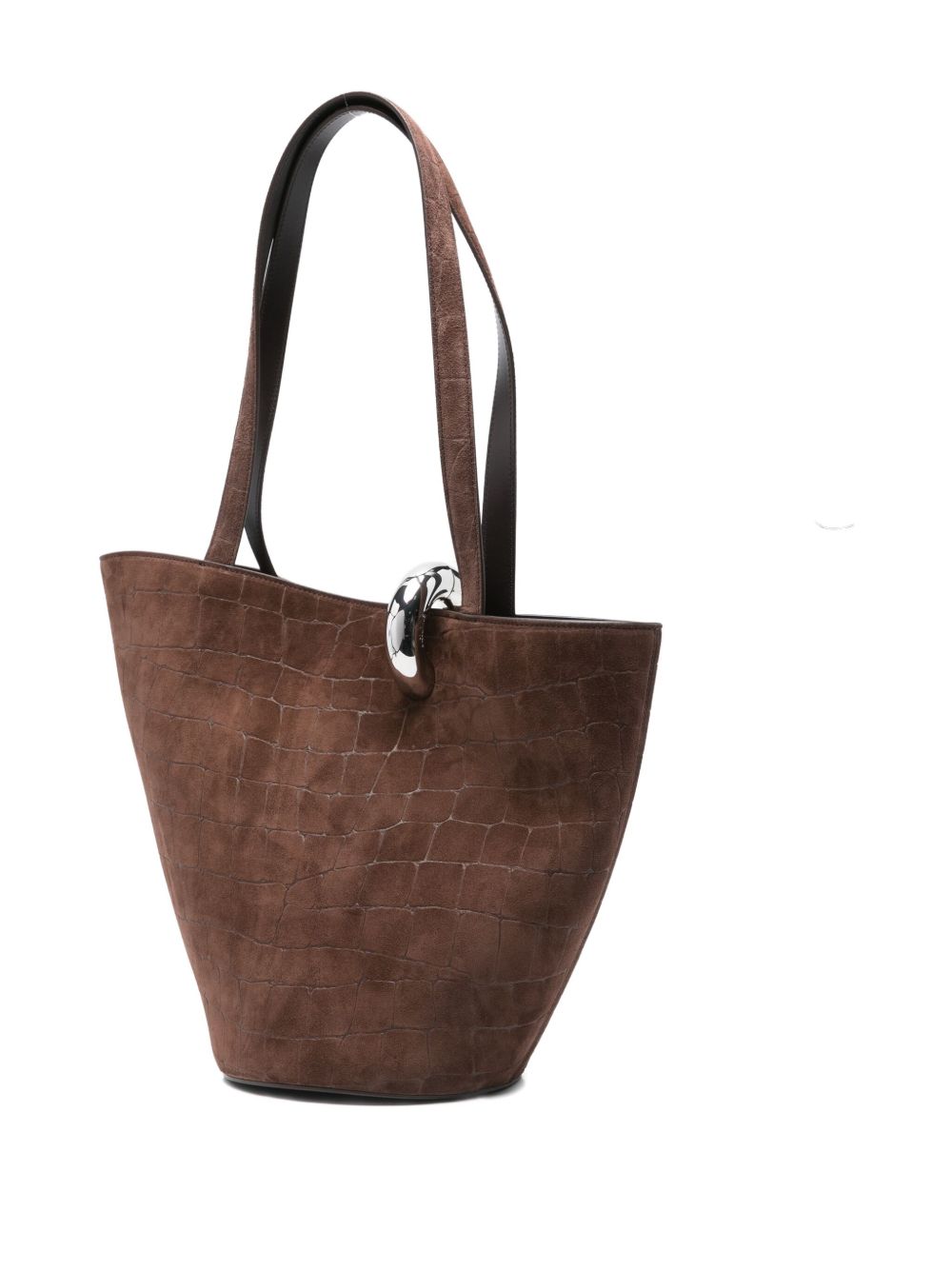 Jacquemus brown suede bucket bag — Le Bambola Moyen