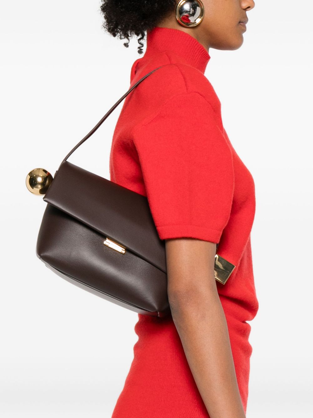 Bolso Jacquemus Le Rond Carré de piel de cordero marrón