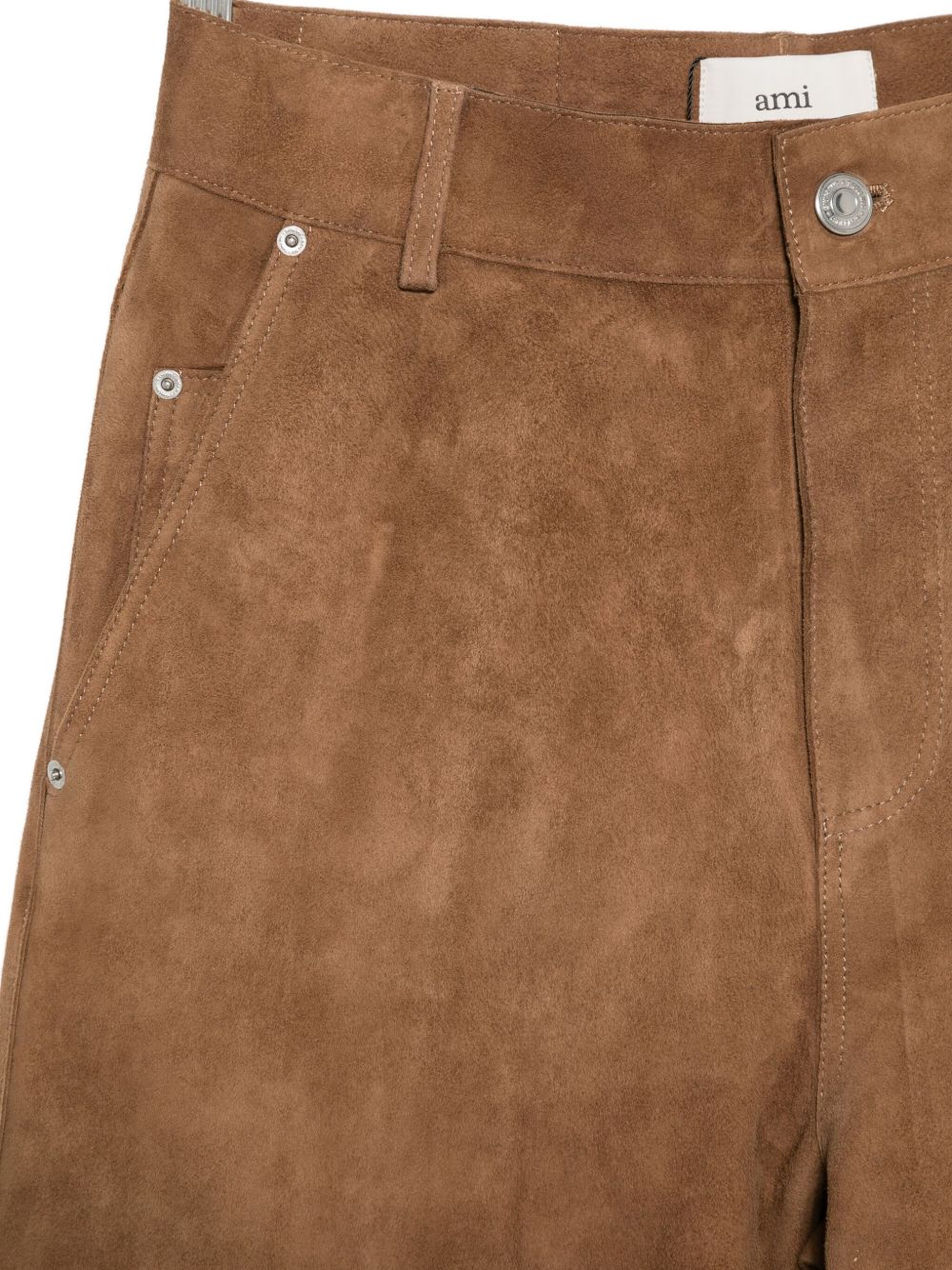 Ami Paris Trousers in Brown Suede