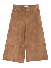 Ami Paris Trousers in Brown Suede