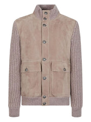 Brunello Cucinelli Coats Beige suede bomber jacket