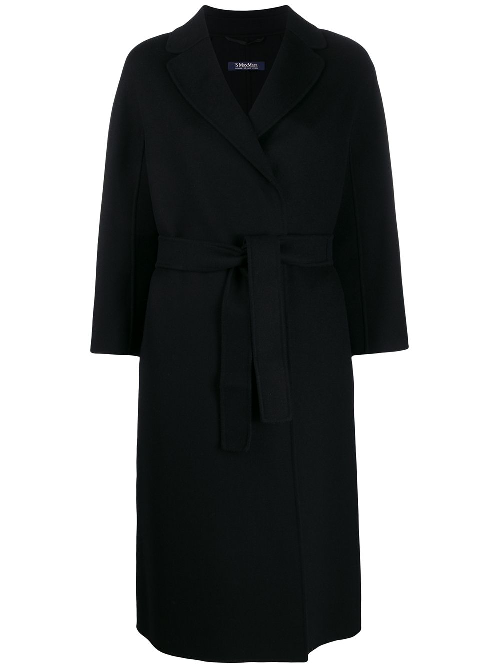 S Max Mara Coats Black — Wool Belted Duster