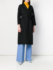 S Max Mara Coats Black — Wool Belted Duster