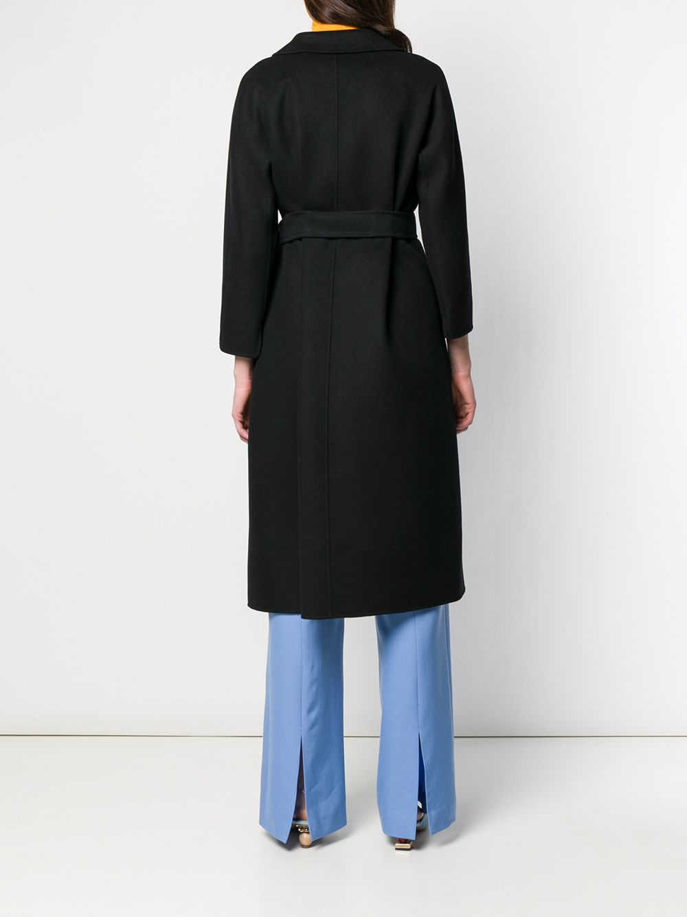 S Max Mara Coats Black — Wool Belted Duster