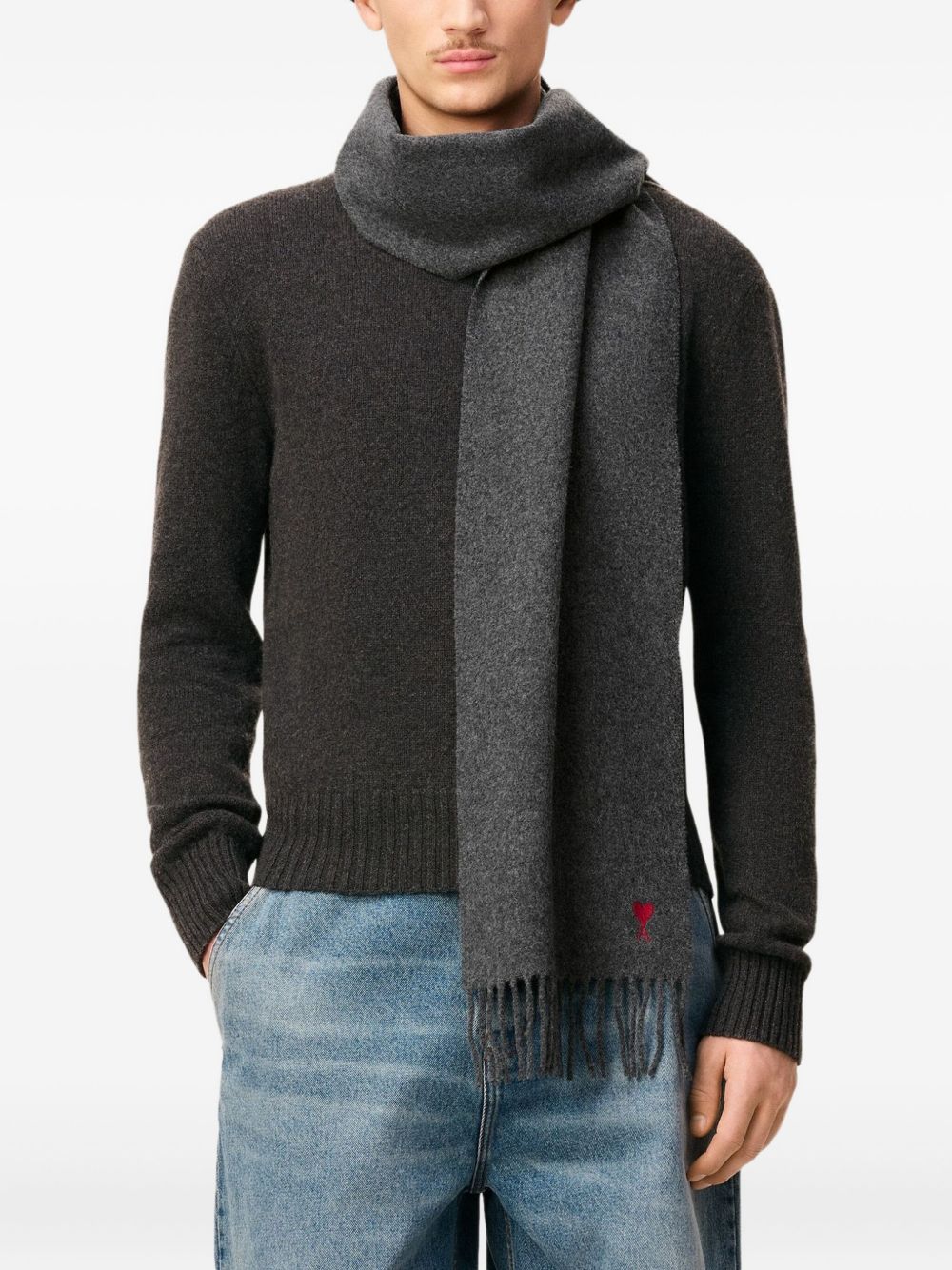Ami Paris Scarfs Grey wool scarf