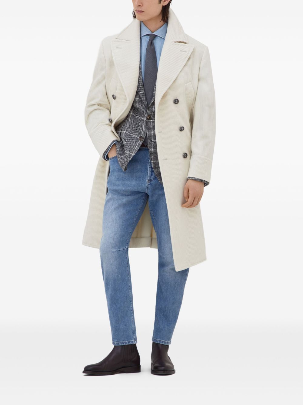Brunello Cucinelli Jackets Blue wool deconstructed jacket
