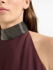 Robe longue en soie mélangée bordeaux Brunello Cucinelli