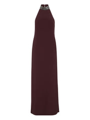 Robe longue en soie mélangée bordeaux Brunello Cucinelli