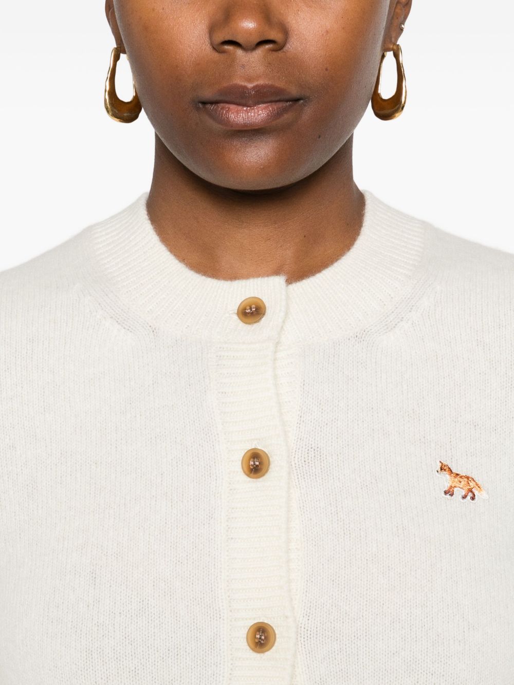 Maison Kitsuné Beige Wool Sweater — Embroidered Fox Detail