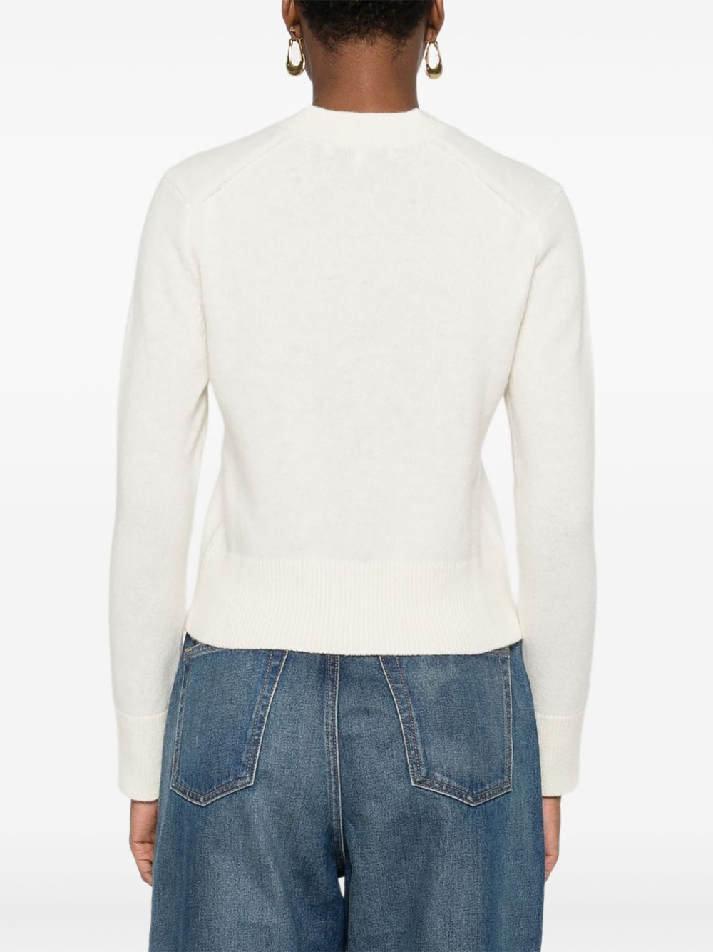 Maison Kitsuné Beige Wool Sweater — Embroidered Fox Detail