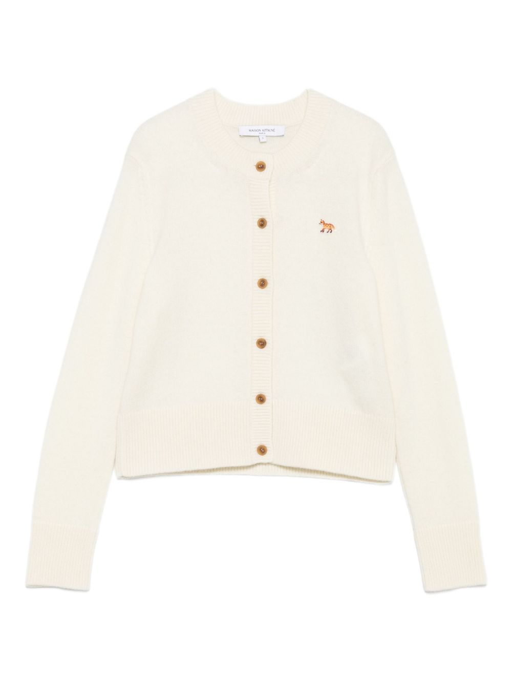 Maison Kitsuné Beige Wool Sweater — Embroidered Fox Detail