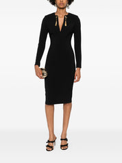 Elisabetta Franchi Black Dress — Long Sleeve with Gold Embellishments