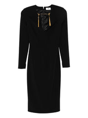 Elisabetta Franchi Black Dress — Long Sleeve with Gold Embellishments
