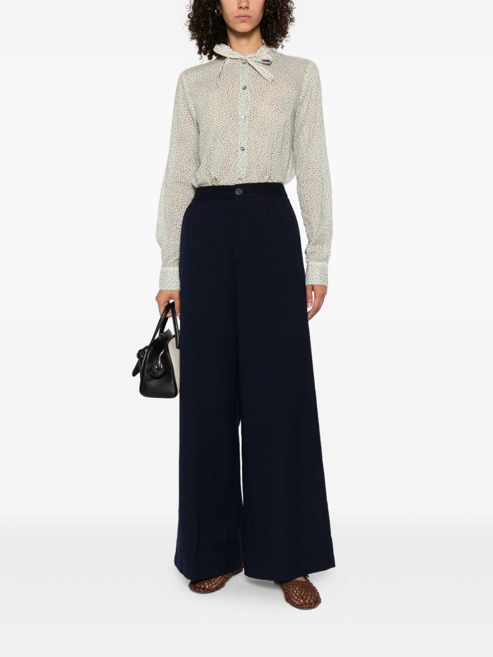Forte Forte Trousers Blue — High‑Waist Cotton Trousers