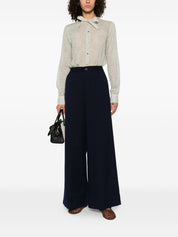 Forte Forte Trousers Blue — High‑Waist Cotton Trousers