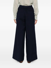 Forte Forte Trousers Blue — High‑Waist Cotton Trousers