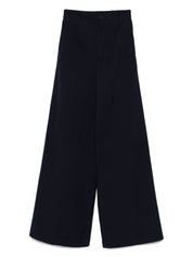 Forte Forte Trousers Blue — High‑Waist Cotton Trousers