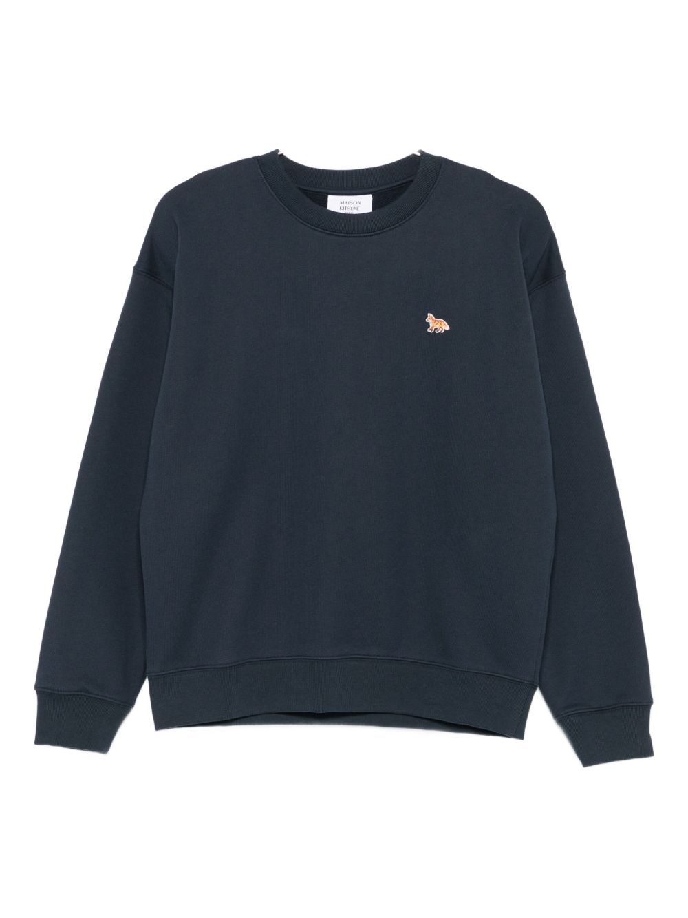Maison Kitsuné Blue Fox-Embroidered Cotton Sweater