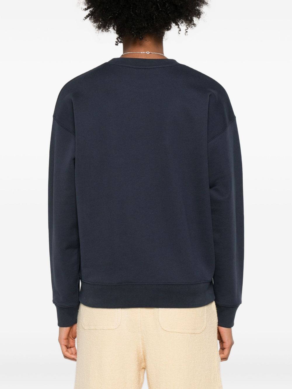 Maison Kitsuné Blue Fox-Embroidered Cotton Sweater
