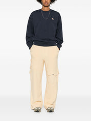 Maison Kitsuné Blue Fox-Embroidered Cotton Sweater