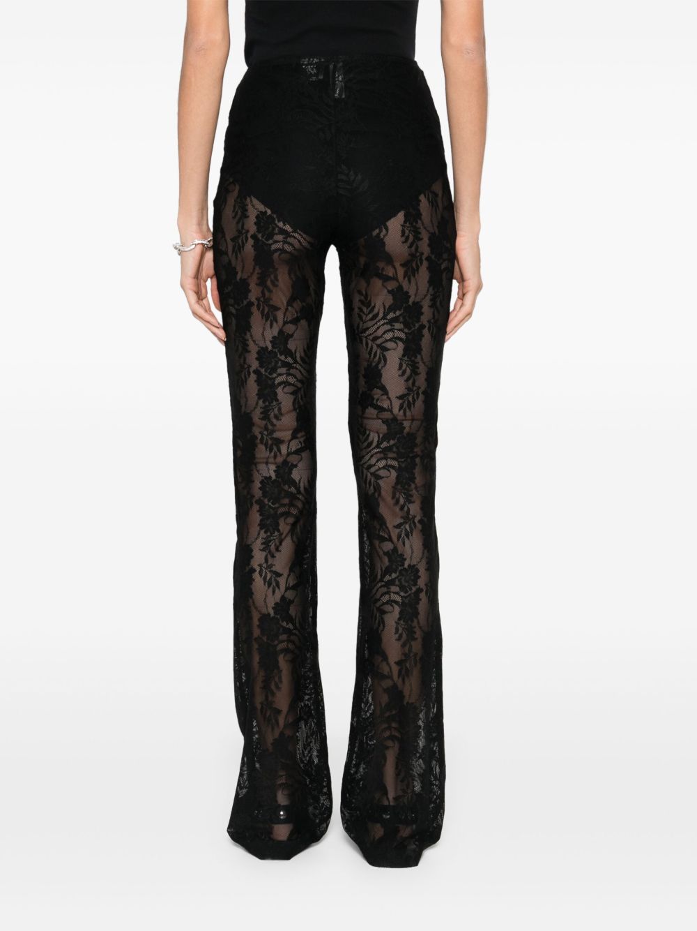 Norma Kamali Trousers Black — Lace Skinny Trousers