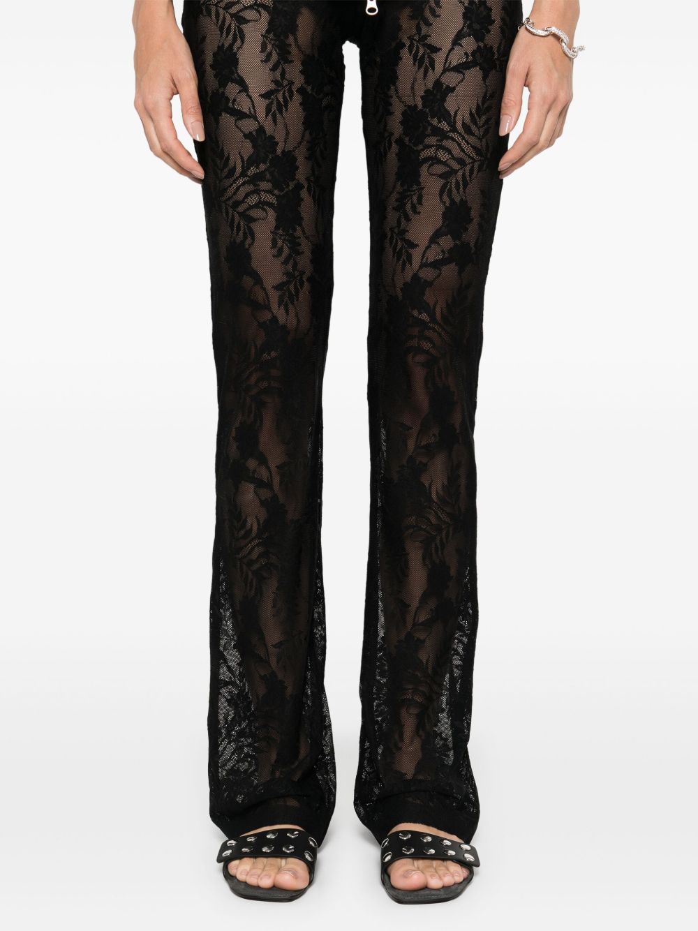 Norma Kamali Trousers Black — Lace Skinny Trousers