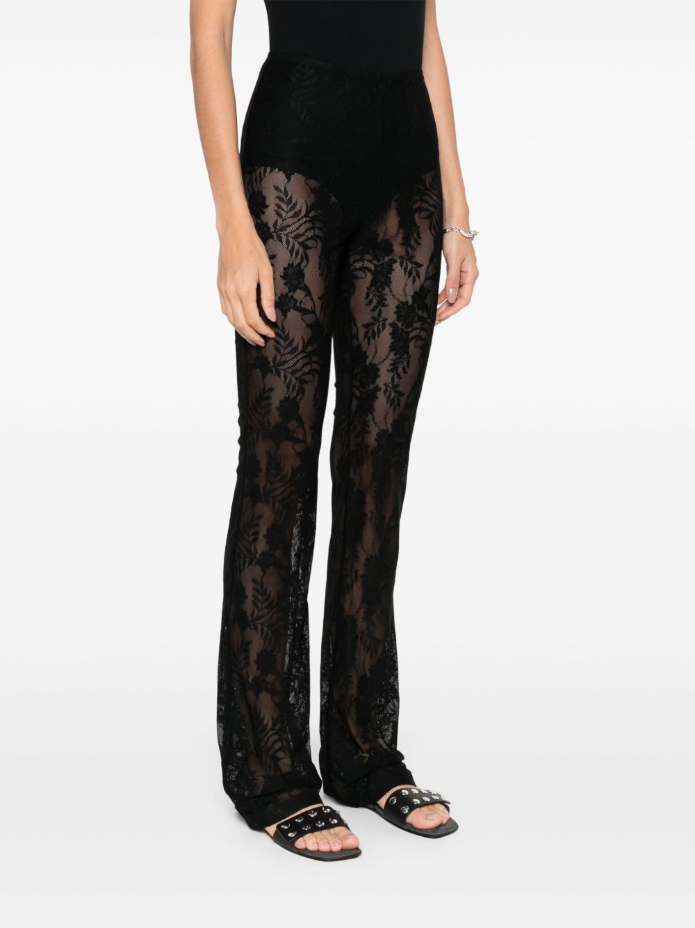 Norma Kamali Trousers Black — Lace Skinny Trousers