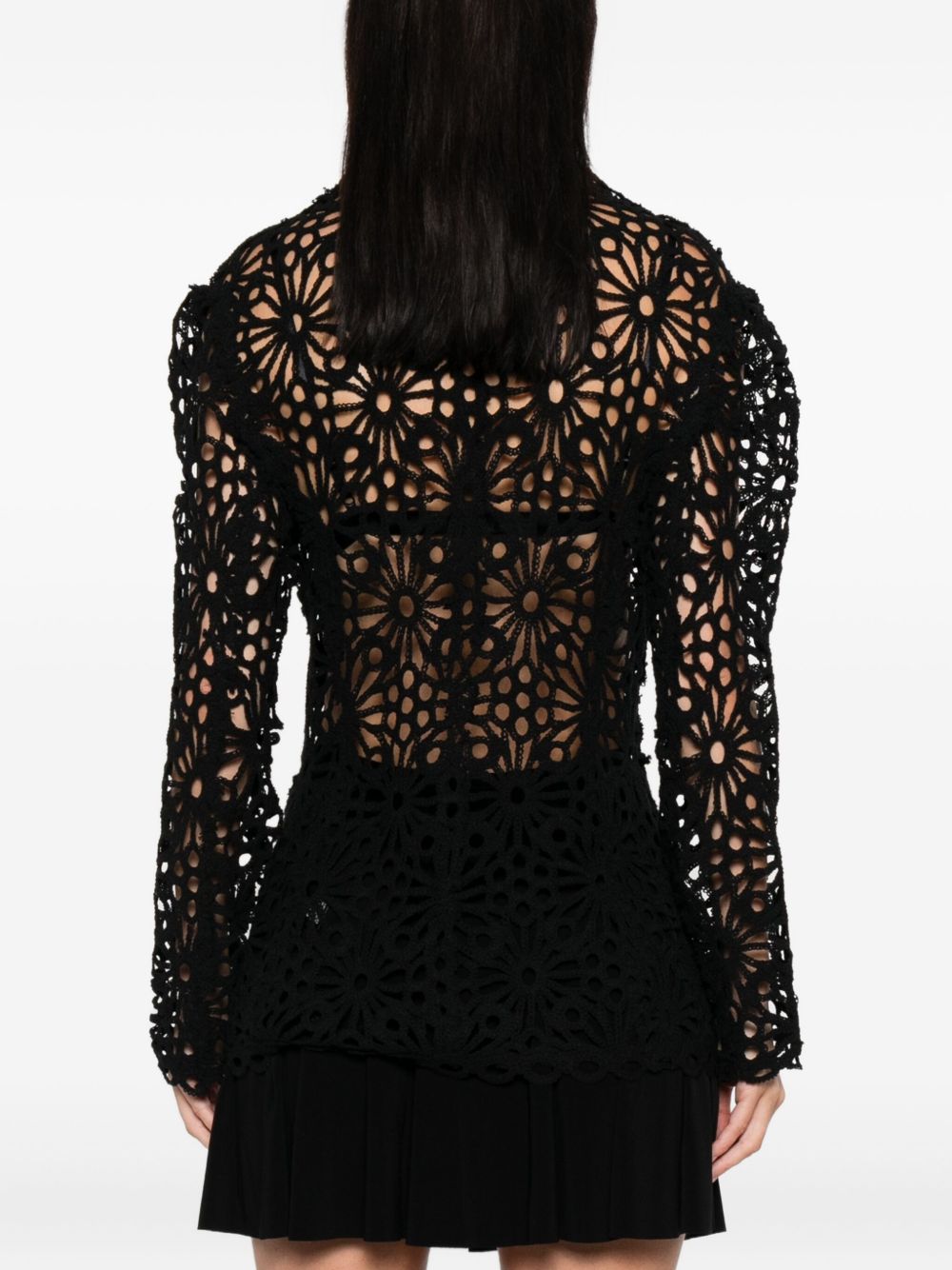 Norma Kamali Jackets Black — Lace Single‑Breasted Blazer