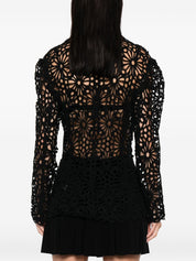Norma Kamali Jackets Black — Lace Single‑Breasted Blazer