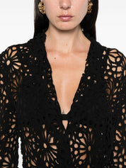 Norma Kamali Jackets Black — Lace Single‑Breasted Blazer